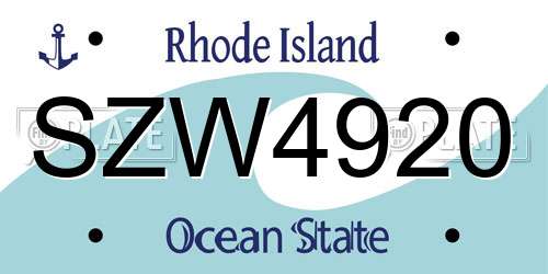 SZW4920 Rhode Island License Plate