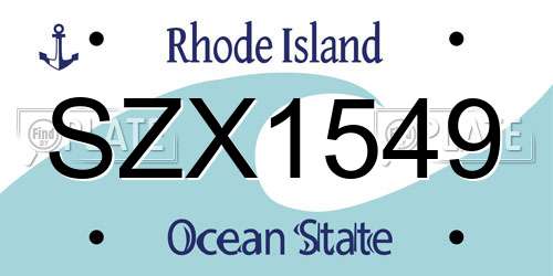 SZX1549 Rhode Island License Plate