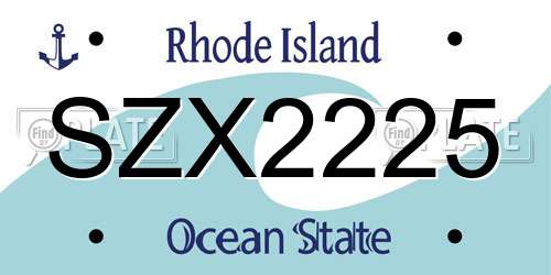 SZX2225 Rhode Island License Plate