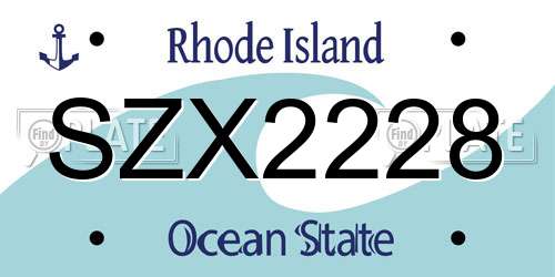 SZX2228 Rhode Island License Plate