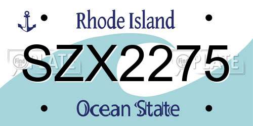 SZX2275 Rhode Island License Plate