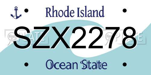 SZX2278 Rhode Island License Plate