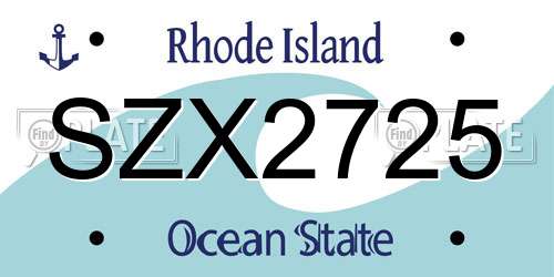SZX2725 Rhode Island License Plate