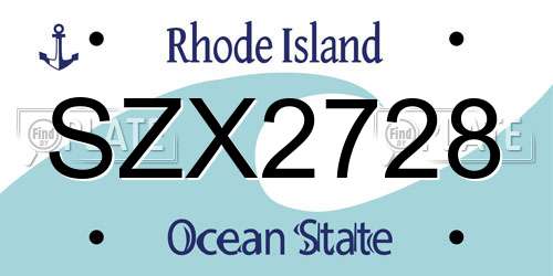 SZX2728 Rhode Island License Plate