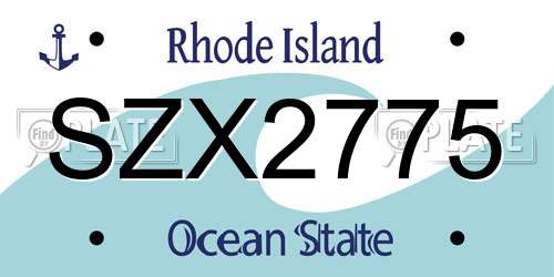 SZX2775 Rhode Island License Plate