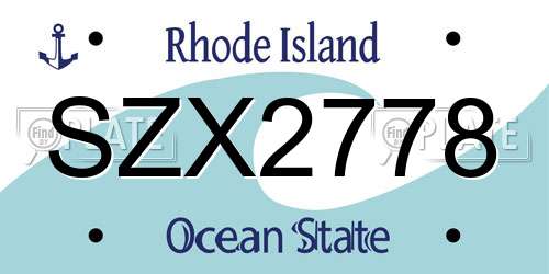 SZX2778 Rhode Island License Plate