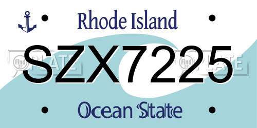 SZX7225 Rhode Island License Plate