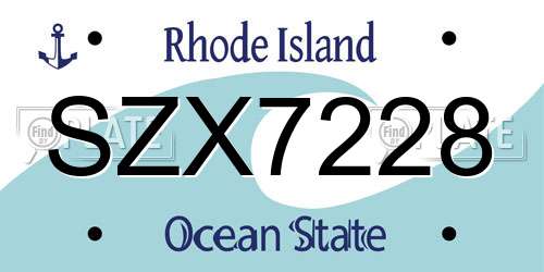 SZX7228 Rhode Island License Plate