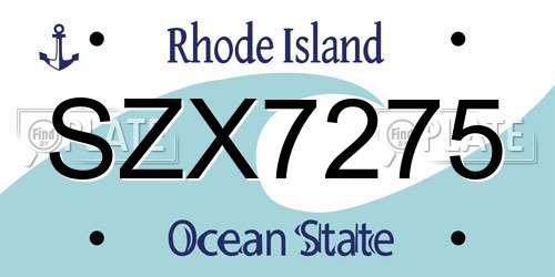 SZX7275 Rhode Island License Plate