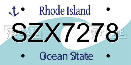 SZX7278 Rhode Island License Plate