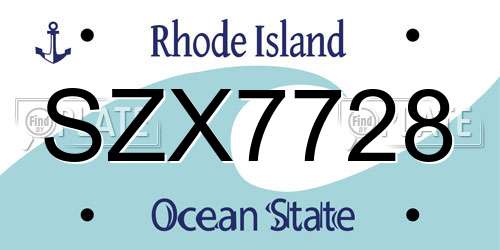 SZX7728 Rhode Island License Plate