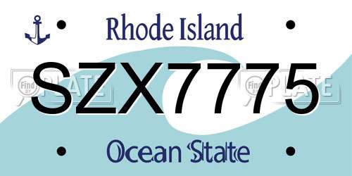 SZX7775 Rhode Island License Plate