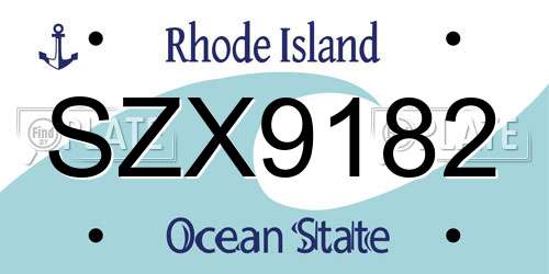 SZX9182 Rhode Island License Plate