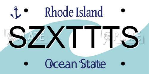 SZXTTTS Rhode Island License Plate