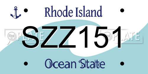 SZZ151 Rhode Island License Plate