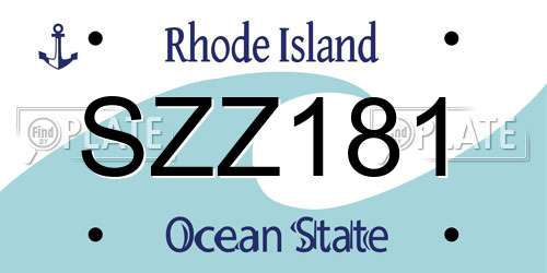 SZZ181 Rhode Island License Plate