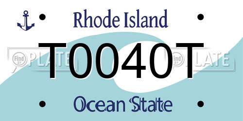 T0040T Rhode Island License Plate