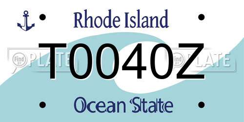 T0040Z Rhode Island License Plate