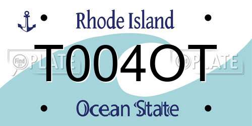 T004OT Rhode Island License Plate
