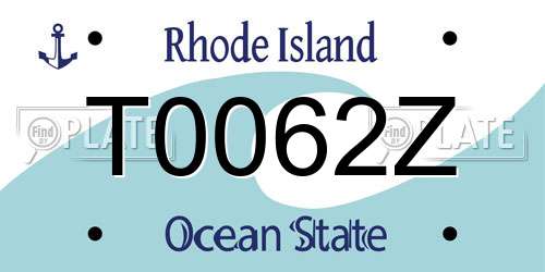 T0062Z Rhode Island License Plate