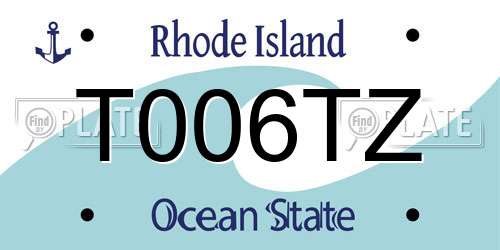 T006TZ Rhode Island License Plate
