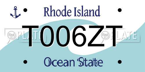 T006ZT Rhode Island License Plate