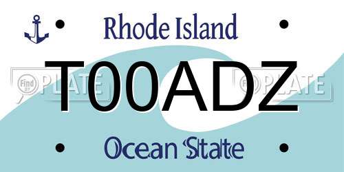 T00ADZ Rhode Island License Plate