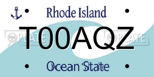 T00AQZ Rhode Island License Plate