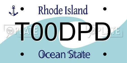 T00DPD Rhode Island License Plate