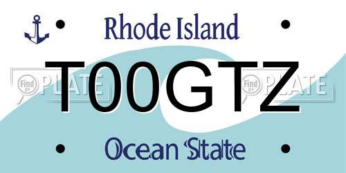 T00GTZ Rhode Island License Plate