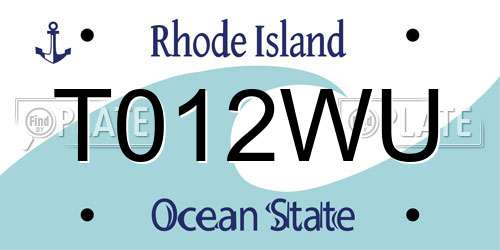 T012WU Rhode Island License Plate