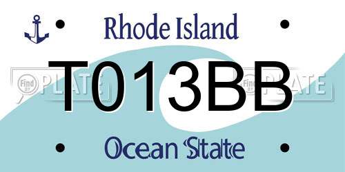T013BB Rhode Island License Plate