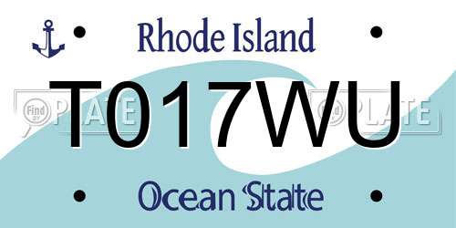 T017WU Rhode Island License Plate
