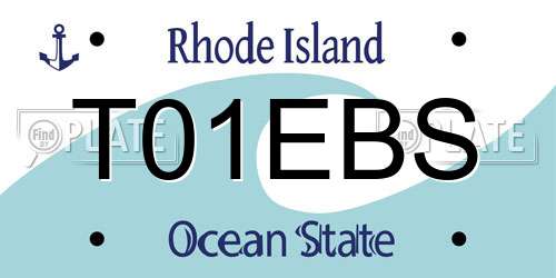 T01EBS Rhode Island License Plate