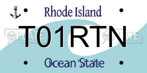 T01RTN Rhode Island License Plate