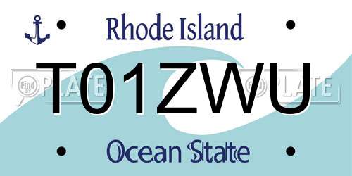 T01ZWU Rhode Island License Plate