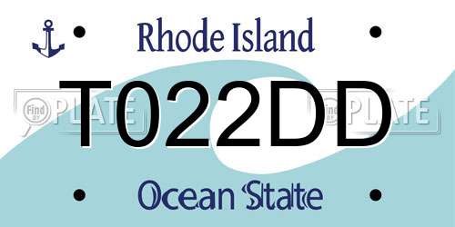 T022DD Rhode Island License Plate