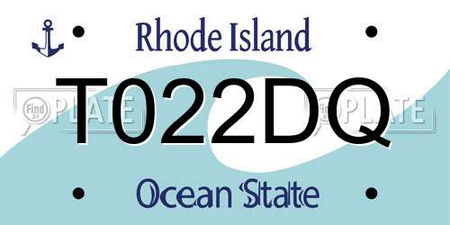 T022DQ Rhode Island License Plate