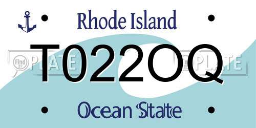 T022OQ Rhode Island License Plate