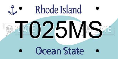 T025MS Rhode Island License Plate