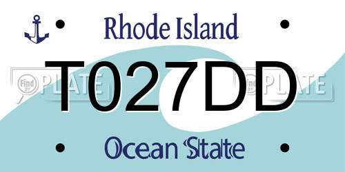 T027DD Rhode Island License Plate