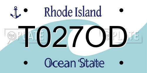 T027OD Rhode Island License Plate
