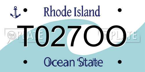 T027OO Rhode Island License Plate