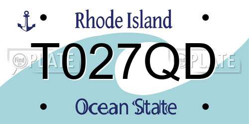 T027QD Rhode Island License Plate