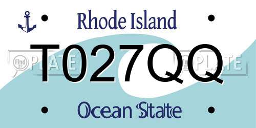 T027QQ Rhode Island License Plate
