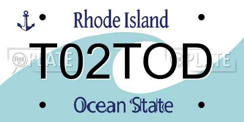 T02TOD Rhode Island License Plate