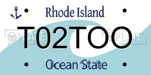T02TOO Rhode Island License Plate