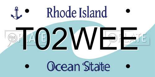 T02WEE Rhode Island License Plate