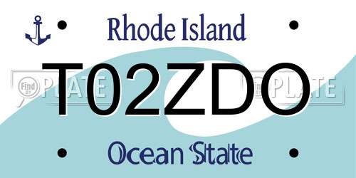 T02ZDO Rhode Island License Plate