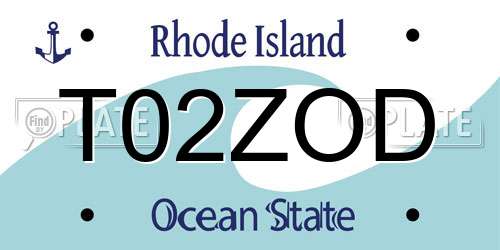 T02ZOD Rhode Island License Plate